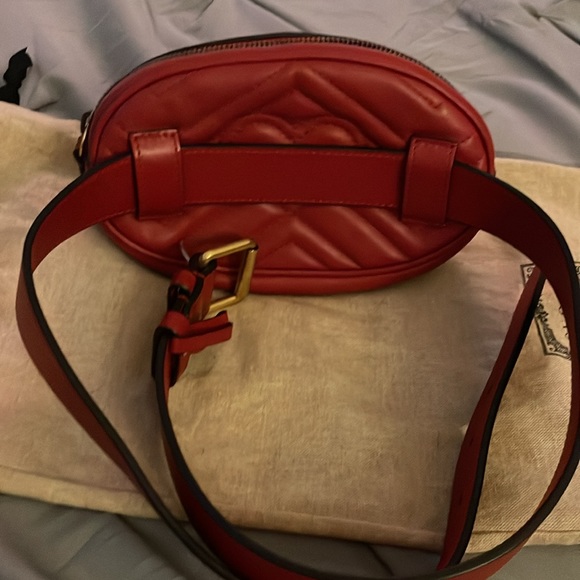 Gucci Belt Marmont 65 small Matelasse Red leather messenger bag - Picture 10 of 11